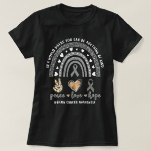 T-shirt Peace Love Hope Rainbow Cerveau Cancer Be Kind