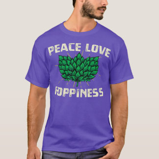 T-shirt Peace Love Hoppiness Happines Amateurs de bière ar