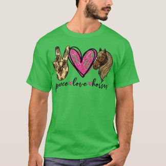 T-shirt Peace Love Horses Drôle Tee pour Cheval Lover T-Sh