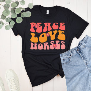 T-shirt Peace Love Horses Super Retro