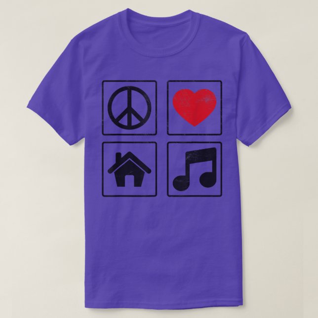 T-shirt Peace Love House Music  (Design devant)