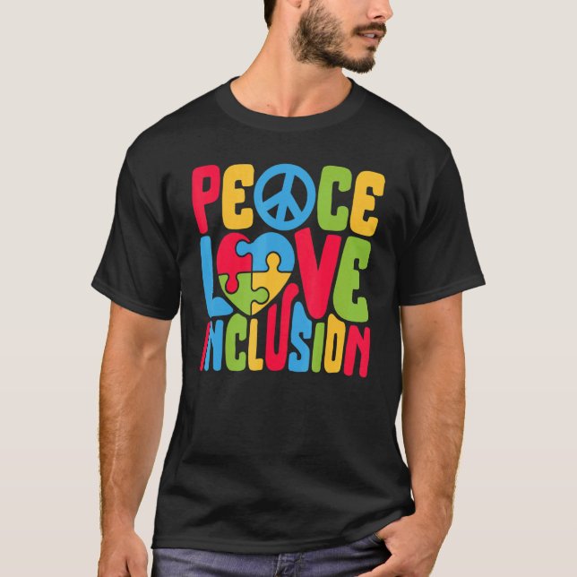 T-shirt Peace Love Inclusion SPED Enseignant Éducation Spé (Devant)