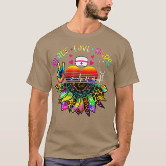 T-shirt Peace Love Infirmière Tie Tie Dye Coeur Infirmière