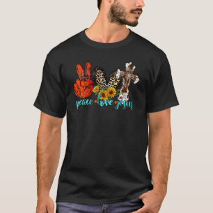 T-shirt Peace Love Jesus Sunflower Jesus Cross Western Chr