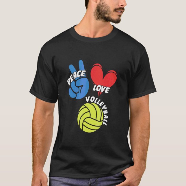 T-shirt Peace Love Joueur de volley-ball Équipe entraîneur (Devant)