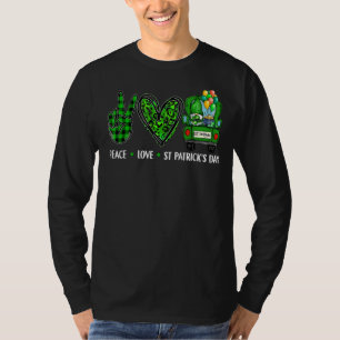 T-shirt Peace Love Jour de la Saint Patrick Irlandais Luck