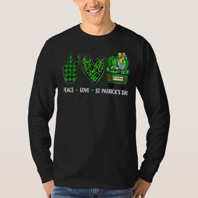 T-shirt Peace Love Jour de la Saint Patrick Irlandais Luck (Devant)
