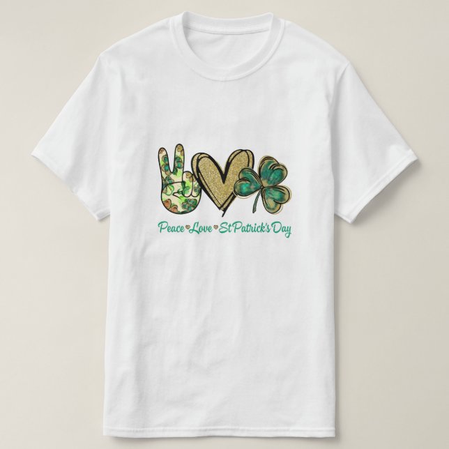 T-shirt Peace Love Jour de la Saint Patrick Parties scinti (Design devant)