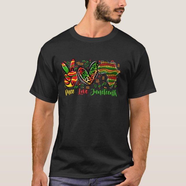 T-shirt Peace Love Junet1865 Freedom Day African Ame (Devant)