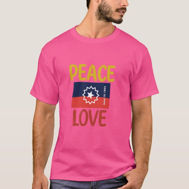 T-shirt Peace Love Junetten, Drapeau Junetten, Da Liberté (Devant)