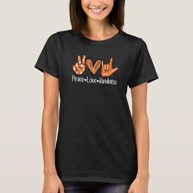 T-shirt Peace Love Kindness I Love You Sign Language Anti (Devant)