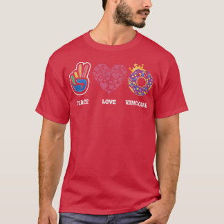 T-shirt Peace Love King Gâteau Pour Les Amateurs De Boulan