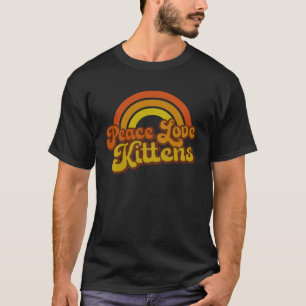 T-shirt Peace Love Kittens Vintage Retro Arc-en-ciel