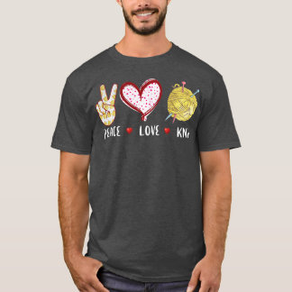 T-shirt Peace love Knit cadeau pour femmes filles, fil Kni