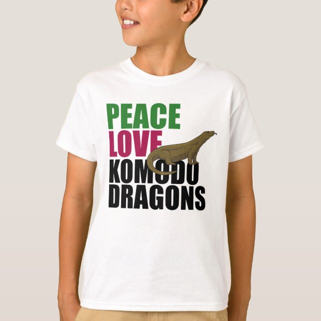 T-shirt Peace Love Komodo Dragons Enfants (Devant)