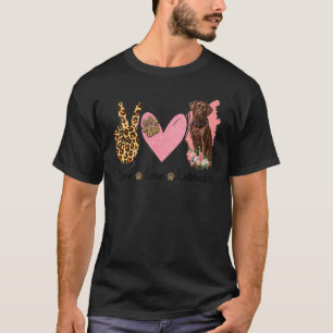 T-shirt Peace Love Labrador Leopard Floral Maman Labrador