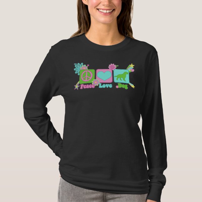 T-shirt Peace Love Labrador Retriever (Devant)