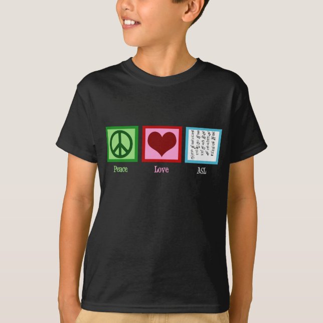 T-shirt Peace Love Langue des signes Enfants (Devant)