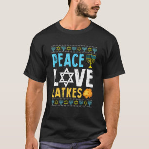 T-shirt Peace Love Latkes Hanoukka Chanukah juif