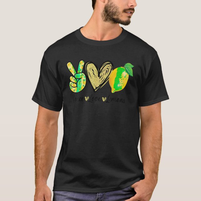 T-shirt Peace Love Lemon Farmer Cocktails Fruits Lover Wom (Devant)