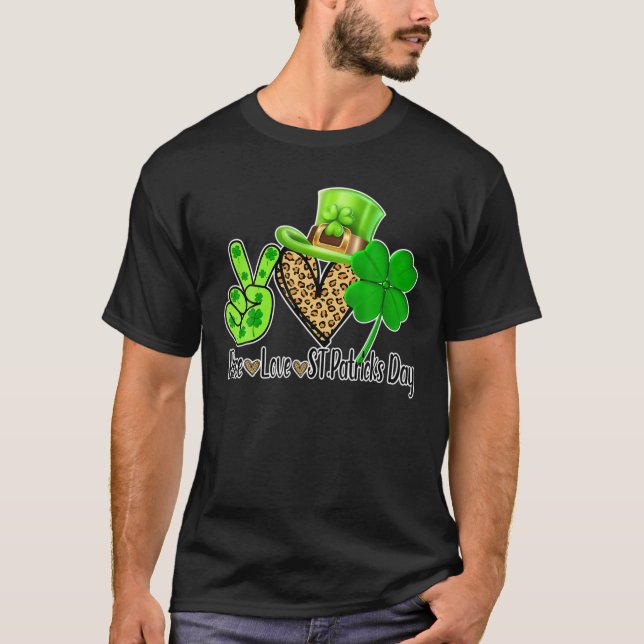 T-shirt Peace Love Luck St Patrick's Day For Men Women (Devant)