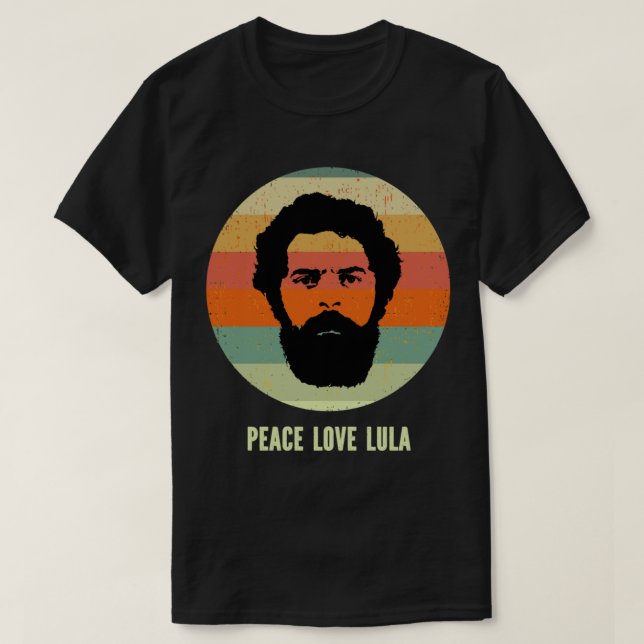 T-shirt Peace Love Lula 2022 Président Du Brésil Retro (Design devant)