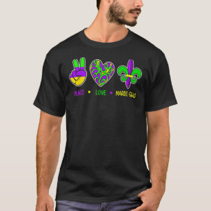 T-shirt Peace Love Mardi Gras Fleur De Lis Gros Mardi