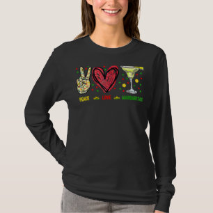 T-shirt Peace Love Margarita Boisson Party Cinco De Mayo