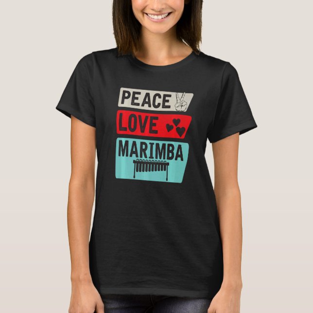T-shirt Peace Love Marimba Instrument Guatemala Marimba Or (Devant)