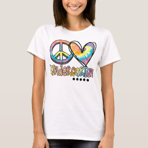 T-shirt Peace Love maternelle Funny Tie Dye Premier Jour D