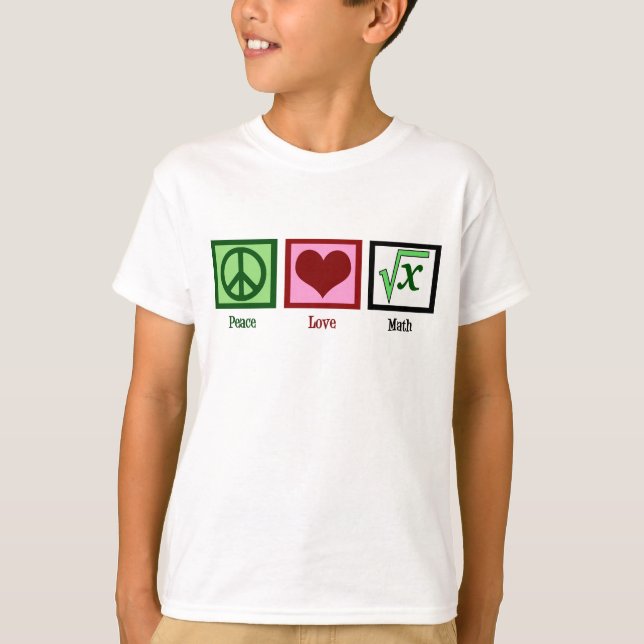 T-shirt Peace Love Math Kids (Devant)