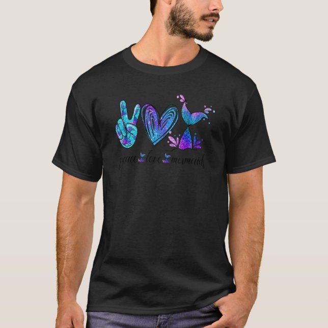 T-shirt Peace Love Mermaids Mermaid Queue d'été Vacances B (Devant)