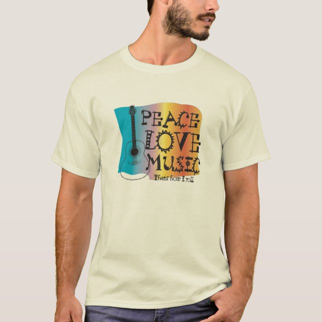 T-shirt Peace Love Music (Devant)