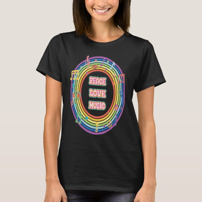 T-shirt Peace Love & Music Rainbow T (Devant)