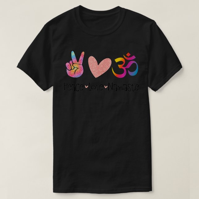 T-shirt Peace Love Namaste Mandala OM Sign Yoga Lover Hipp (Design devant)