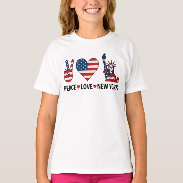 T-shirt Peace Love New York (Devant)
