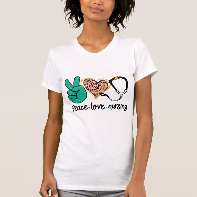 T-shirt Peace Love Nuring (Devant)