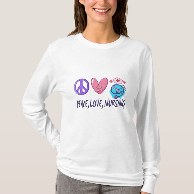 T-shirt Peace Love Nuring (Devant)