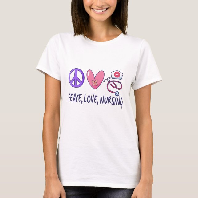 T-shirt Peace Love Nuring (Devant)