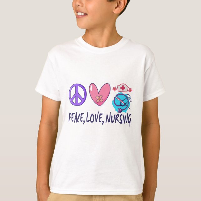 T-shirt Peace Love Nuring (Devant)