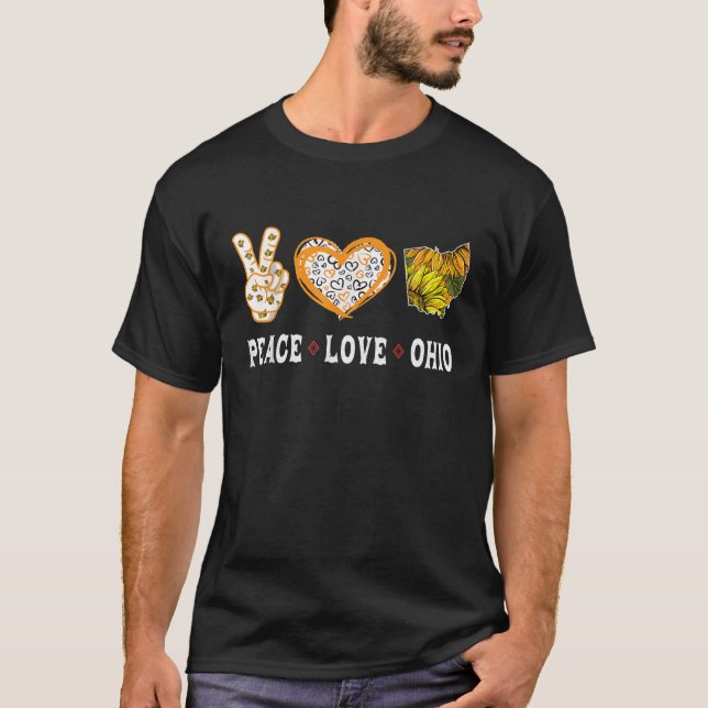 T-shirt Peace love Ohio State Souvenirs Tournesol (Devant)