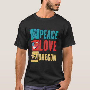 T-shirt Peace Love Oregon USA State America Travel Oregoni