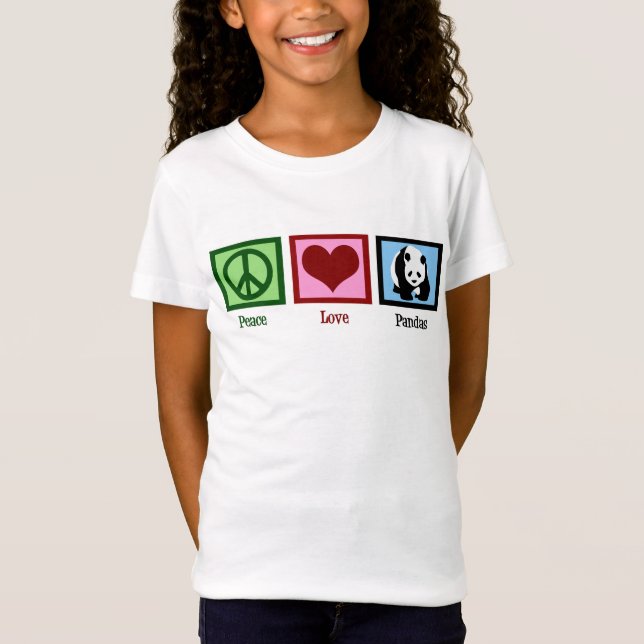 T-Shirt Peace Love Pandas Cute Zoo Enfants (Devant)