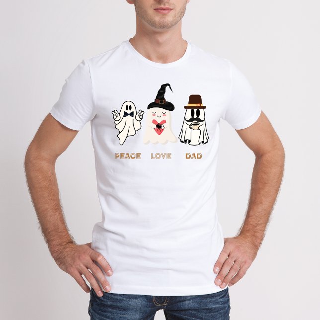 T-shirt Peace Love Papa Drôle Halloween (Peace Love Dad Funny Halloween T-Shirt)