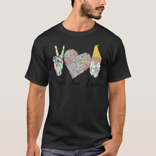 T-shirt Peace Love Pâques Bunny Leopard Graphisme Pâques (Devant)