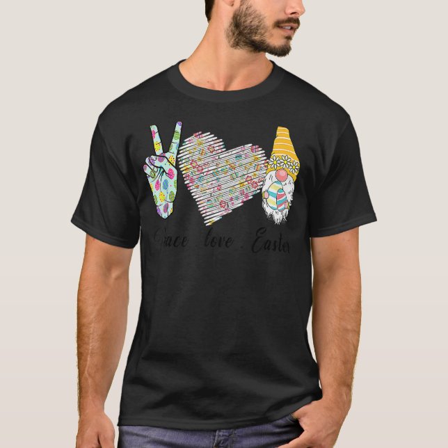 T-shirt Peace Love Pâques Bunny Leopard Graphisme Pâques (Devant)
