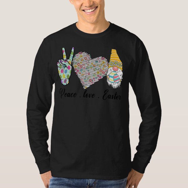 T-shirt Peace Love Pâques Bunny Leopard Graphisme Pâques (Devant)