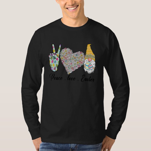 T-shirt Peace Love Pâques Bunny Leopard Graphisme Pâques (Devant)