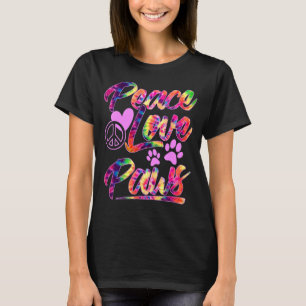 T-shirt PEACE LOVE & PAWS jolie chienne et chaton