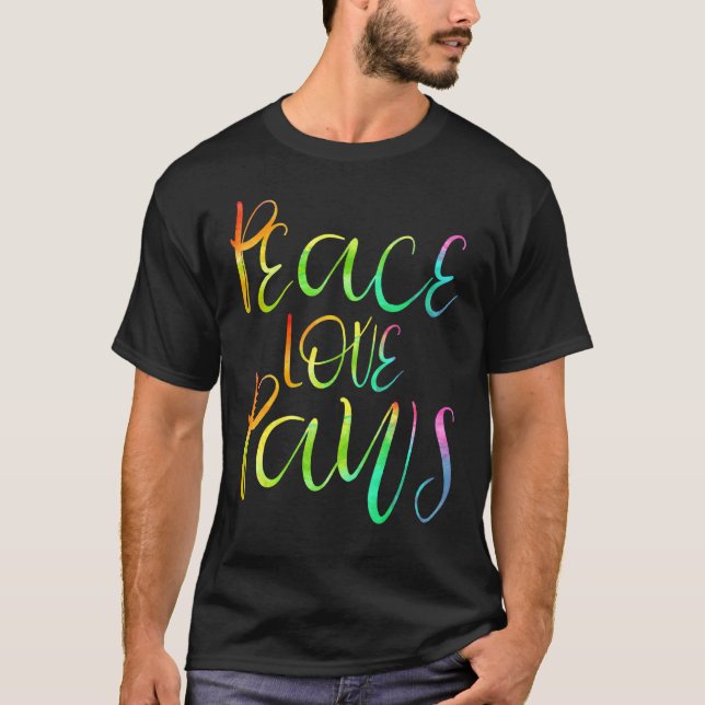 T-shirt Peace Love Paws Secourir refuge Foster Chien Chat  (Devant)